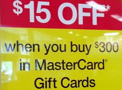 Office Max/Depot, Buy $300 in Mastercard Gift Cards, Get $15 Off