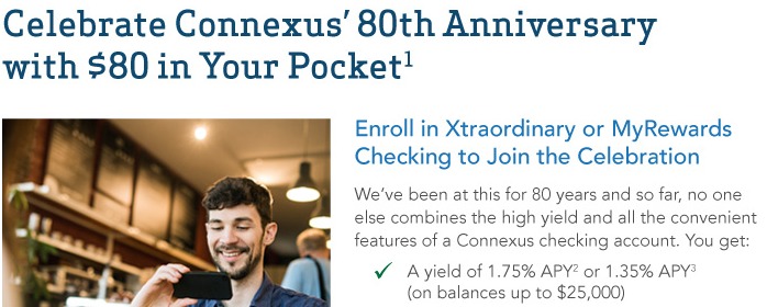 (Expired) Connexus CU, $80 Checking Bonus