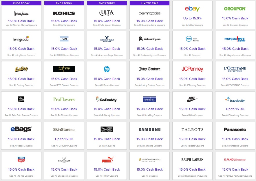 15% Cash Back At Ebates For 250+ Stores
