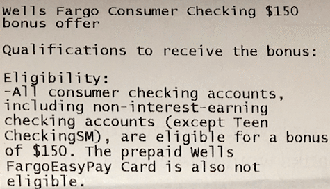 Wells Fargo, $100/$150 Checking Bonus