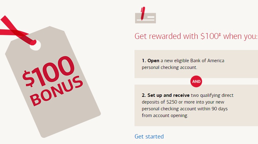 Bank of America, $100 Checking Bonus