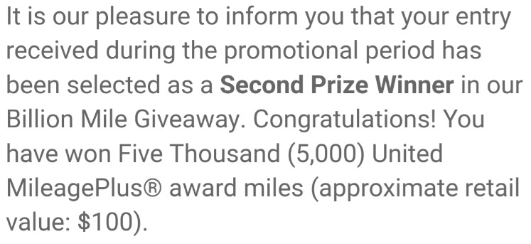 PSA;  Check Your Emails, You Could Be A ‘United MileagePlus Billion Mile Giveaway’ Winner