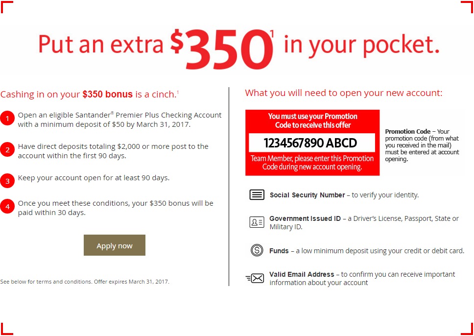 $225/$350 Santander Bank Checking Bonus (Targeted)