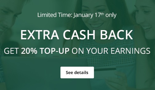 TopCashBack, 20% Bonus On Almost All Cash Back Today