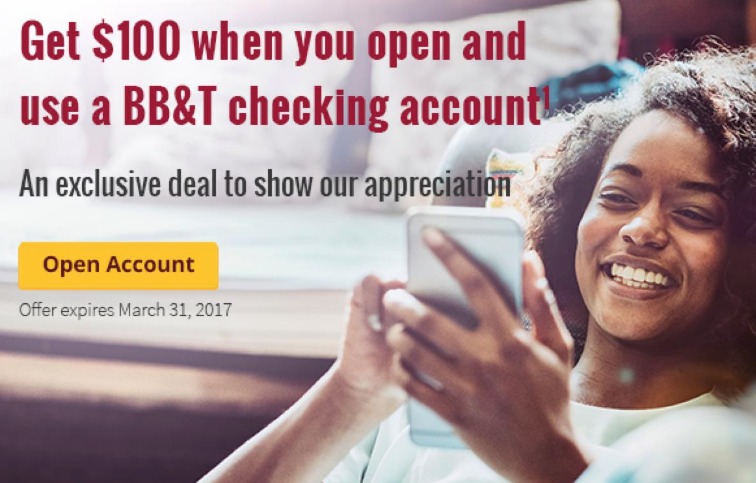 (Expired) BB&T Bank, Up To $100 Checking Bonus In Select States (Targeted)