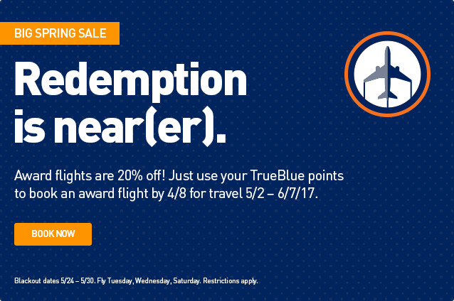 JetBlue Fare Sale, 20% Off On Award Flights