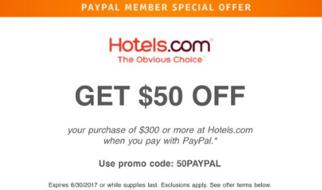 Get $50 Off $300 At Hotels.com When You Pay With PayPal