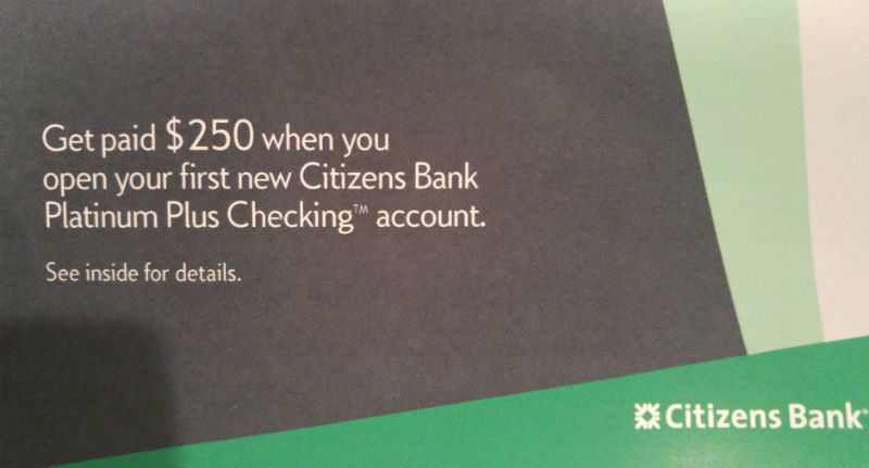Citizens Bank, $250 Checking Bonus In Select States (Targeted)