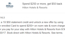 Amex Offers, Spend $250 Get $50 Back (#AmexHilton)