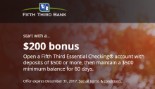 [Expired] Fifth Third Bank, $200/$300 Checking Bonus Till 12/31 (Select States)