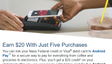 NFCU, Get Up To $40 Credit With 10 Android Pay Transactions (YMMV)