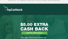 TopCashbak, Double Cash Back Plus $5 Bonus
