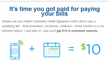 Alliant CU, Get $10 When You Pay 3 Bills (Targeted)