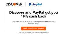 Use Discover for PayPal Purchases, Get 10% Cashback (up to $100)