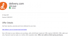 Delivery.com Chase Offer: Save 10%, up to $4 (YMMV)