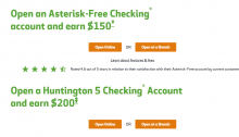 Huntington Bank Bonus, Get $150/$200 with New Checking Account (Select States)
