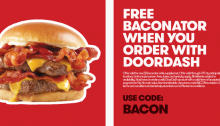 Free Baconator from Wendy’s with DoorDash