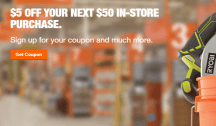 Home Depot, $5 Off $50 Coupon