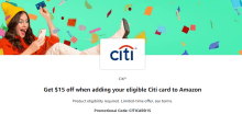 Add Citi Card to Amazon Wallet, Get $15 Discount